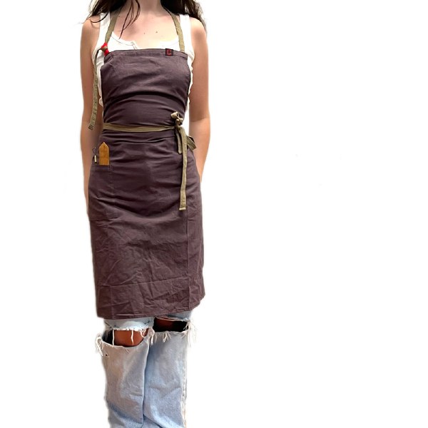 Apron, Japanese Linen Dk Grey - The Ceramic Shop